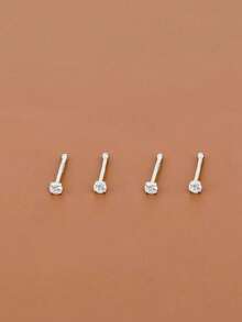 2枚S925纯银镀金鼻钉，简约低刺激男女通用迷你穿刺饰品，适合男女日常佩戴