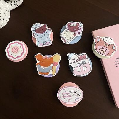 Cute Cartoon Soft Teddy Bear Polka Dot Socks, Snowman & Teddy Bear Magnetic Holder Compatible With IPhone 13/14/15/16/17 Pro Max Magsafe Magnetic Holder