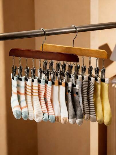 10-Hook Multifunctional Wooden Hanger - Ideal For Hanging Clothes, Underwear, Vests, Saving Space In Wardrobe, Also Suitable For Storing Hats, Belts, Backpacks, Scarves, Coats, And Other Organizational Accessories