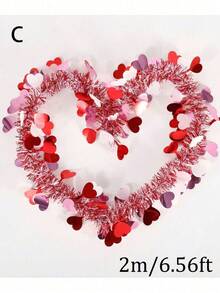 5件套情人节金属丝花环心形装饰，红粉相间，爱情主题，适用于婚礼、新娘送礼会、订婚、周年纪念日等场合 - 多用途悬挂式塑料心形装饰品，适合派对和节日 - 彩色 - 查看 5
