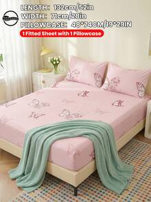 2/3pcs Printed Fitted Sheet Set (1 Sheet Set + 1/2 Pillowcases Without Insert), Pink Butterfly Print, Skin-Friendly Mattress Cover, Pattern Printed Mattress Protector, Comfortable And Soft, Breathable And Warm, Multi-Size, Suitable For Full/Twin/Double/Queen/King Bed, Machine Washable, Home Decoration, Room Decor, Bedroom Decor, Oeko-Tex Certified - Multicolor - View 28