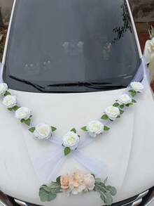 9 bông hồng trắng trang trí xe cưới, hoa giả, trang trí gương chiếu hậu, nơ ruy băng, đạo cụ chụp ảnh hoa, trang trí phía trước xe cô dâu tự làm, trang trí tay nắm cửa, trang trí nhà cửa cho tiệc lễ hội, trang trí đám cưới, ngày Valentine, quà tốt nghiệp - trắng - Xem 5