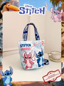Disney 迪士尼官方授权史迪奇与安琪儿图案彩色手提包，可爱卡通水桶包，轻便单肩包，可调节肩带斜挎包，适合儿童/女孩/学生，日常/外出/可装手机/钱包和小物件。 - 彩色 - 查看 7