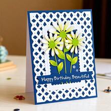 Creative Grids And Flowers Metal Cutting Dies, DIY Scrapbooking Album And Embossing Stencil, Greeting Card Making Tool, Card Paper Cutting Crafts ,Gift Card Making Template Die Cuts. - Silver - View 2