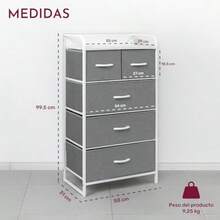 CYRACK and PACK Comoda Cajonera Estructural con 5 Cajones de Tela para Ropa Soporta hasta 70 Kg Almacenamiento Hogar y Oficina Buro de Torre 4 Niveles Mueble para Recamara Closet Organizador Color Gris - como en la foto - Ver 2
