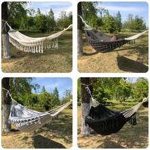 Hamaca Blanca Con Flecos 100x200x280cm Para Jardín Y Exterio - Blanco - Ver 7