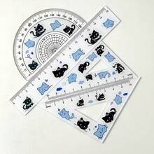 4pcs/Set Multifunctional Cat Shaped Ruler Set, Suitable For Office And Home Use - Multicolor - View 4