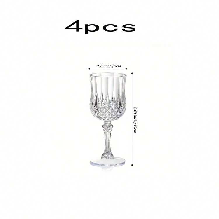 10个装可重复使用透明高脚杯，高透明度，菱形设计，适用于节日、婚礼、庆典、各种大型活动、派对等场合，可作装饰杯，高端饮具，经久耐用，易于清洁，优质产品 - 無色 - 查看 13