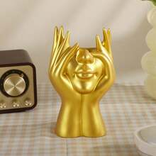 现代艺术女性脸部花瓶，白色储物瓶装饰，当代艺术装饰储物瓶摆件，适合简约风格的桌面、客厅、办公室、卧室等空间，现代家居装饰，摆件，可收纳化妆品、化妆刷，桌面装饰，母亲节礼物，毕业礼物，婚礼装饰，化妆间装饰 - 彩色 - 查看 7