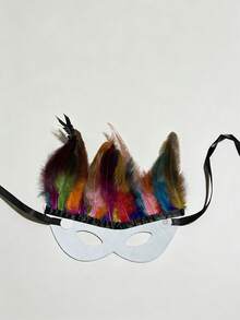 1pc Glitter Artificial Fur Mask, Costume For Masquerade Party, Carnival