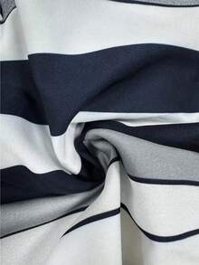 一件撞色条纹涤纶蝴蝶结腰部前扣女士春季套装，可爱衬衫，时尚优雅长袖上衣，适合居家、日常、办公、旅行、秋冬季节度假，女士春季套装，女士情人节套装 - 彩色 - 查看 3