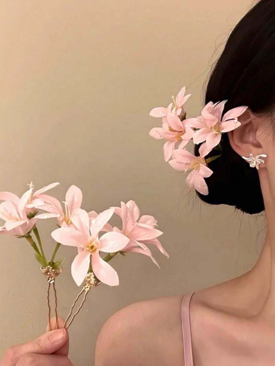 2 chiếc kẹp tóc hình chữ U bằng hoa giả tươi tắn dành cho nữ, phụ kiện tóc phù hợp sử dụng hàng ngày, ở nhà, trường học, bãi biển, nơi làm việc, tiệc tùng, ngày lễ, sinh nhật, tựu trường, năm mới, Ngày Valentine, Ngày của Mẹ, đám cưới, lễ hội âm nhạc, mùa xuân/hè/thu/đông, kẹp càng cua, kẹp tóc, ghim cài tóc, phụ kiện đội đầu, trâm cài tóc - Nhiều màu - Xem 1