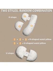 Schwangerschaftskissen - U-förmiges & H-förmiges verstellbares Design, unterstützt Taille, Rücken & Bauch, um Müdigkeit während der Schwangerschaft zu lindern. Postpartale Lenden- & Bauchstützkissen für das Schlafen auf der Seite - Verschiedenfarbig - Übersicht 4