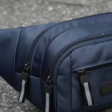 Men's Navy Blue Shoulder Bag, Unisex Waterproof Waist Bag, Street Wear, Ondway, Biker - Màu xanh hải quân - Xem 7