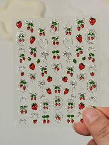 1 miếng dán móng tay hình dâu tây 5D 3D (màu bạc) - Miếng dán móng tay hình nơ dâu tây ánh kim ngọt ngào cho ngày Valentine - Miếng dán móng tay hình nơ dâu tây tự dính, thích hợp cho việc tự làm trang sức móng tay và phụ kiện làm móng cho nữ. - Nhiều màu - Xem 8