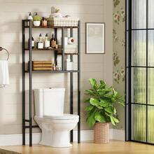 Over-The-Toilet Storage Rack, 3-Tier Bathroom Shelves Over Toilet, Above Toilet Storage, Behind Toilet Bathroom Organizer, Space Saver, Freestanding, Rustic Brown - Nâu mộc mạc + đen - Xem 5