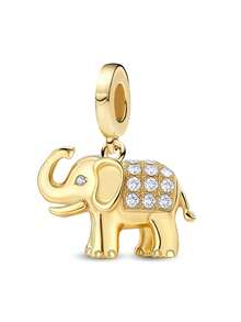 1pc Fashionable Shiny Heart Angel Pendant Beads Jewelry, Suitable For Women Bracelet DIY - Gold - View 5