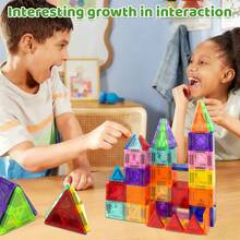磁性钻石彩色玻璃二合一STEM感官玩具益智积木，模拟创意形状搭建，生日礼物佳选，多种尺寸，适合作为3岁以上儿童的圣诞节、万圣节礼物 - 彩色 - 查看 4