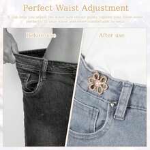 FNANJWQ 8 Pcs Pant Waist Tightener, Detachable Button Tightener For Jeans No Sew And No Tools Waist Buckles Adjustable Bow-Tie Floral Shaped Button Pins For Loose Jeans - / - View 6
