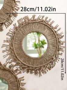 1个波西米亚风格圆形流苏镜，适合客厅、卧室悬挂，波西米亚风格装饰圆形镜，农舍风格家居装饰镜，流苏串珠装饰镜，室内壁挂镜，简约波西米亚风格镜，农舍风格梳妆镜，适合客厅、卧室、浴室、儿童房、玄关。 - 彩色 - 查看 10