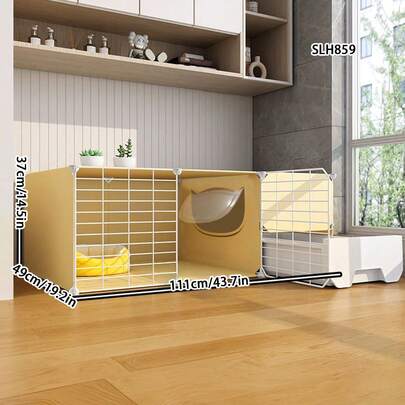 Easy Installation Small Cat Cage With Litter Box, Indoor Cat Villa For Living Room Home Use