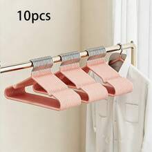 10/60pcs Adult Clothes Hangers, Non-Slip Plastic Coated, Premium Home Closet Garment Organizer Rack - Multicolor - View 16