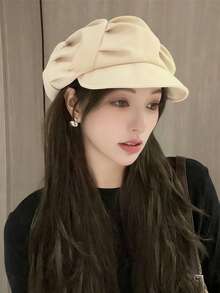 女士八角贝雷帽，配有可调节绳子和金属扣，户外休闲时尚配饰，适合春、夏、秋季佩戴，可作帽子或时尚口罩，设计优雅，采用优质面料。 - 雲朵款 - 查看 12