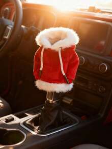 1 pieza Funda para perilla de cambio de marchas con diseño de Papá Noel, suéter con capucha en miniatura de moda adecuado para la perilla de cambio de marchas del automóvil - Multicolor - Ver 3