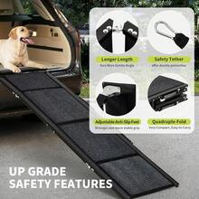 Rampa de perro plegable portátil para automóviles, SUV y camiones - Superficie antideslizante - Soporta hasta 250 libras - Escaleras de mascotas de pendiente suave para perros grandes - 71x17 pulgadas - Ver 4