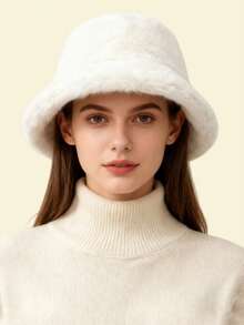 1 chiếc mũ tai bèo bằng len màu trơn cổ điển dành cho nữ, kiểu Hàn Quốc, mũ ấm áp che nắng đa năng dành cho học sinh, mùa đông. - Nhiều màu - Xem 12