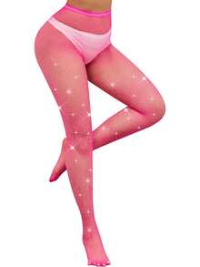 Women's Rhinestone Decorated Fishnet Tights, Shiny Mesh Pantyhose, Available In Multiple Colors, Suitable For Party And Nightclub Wear - Multicolor - View 11