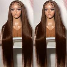 200% Density 28 Inch Real Wear And Go Glueless Wig Human Frontal Hair Straight Wig 5x5 Pre-Cut Lace Glueless Wigs Pre-Plucked And 13x4 HD Transparent Lace Wig #4 Brown No Glue Lace Front Closure Blended Wigs For Women - Brown - View 4