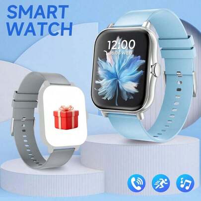 SIMSONLAB 1.83英寸高清全触控智能手表，男女通用，220mAh长续航电池，多种运动模式，莫兰迪色表带，双表带设计，支持电话拨号/接听、计步器、卡路里计数、通知提醒等功能，多功能智能手表，绝佳圣诞礼物