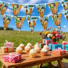 12pcs/Set Italian Brain Rot Party Banner - Cute Cartoon Character & Brain Themed Design, Paper Decor, Suitable For Halloween, Christmas, Birthday - Indoor/Outdoor Party Supplies, Holiday Wall Art | Fun Design - Multicolor - View 2