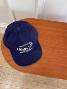 2026Gorra de béisbol de visera plana unisex de diseño exclusivo, coreana bicolor retro, estilo hip-hop, suave, versátil, adelgaza la cara - Azul oscuro - Ver 3