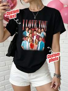Customized Face Shirt, Customized Valentine's Day Shirt T-Shirt, Customized Retro Bootleg T-Shirt, Customized 90s Hip Hop T-Shirt, Customized Girlfriend T-Shirt, Personalized Photo Face Shirt, Customized Name & Image T-Shirt, Customized Face Shirt, Customized Single Party Shirt, Bride Shirt, Customized Gift, Customized Face Shirt, "I Love My Boyfriend" Customized Face Shirt, "I Love My Boyfriend" Customized Photo Shirt, "I Love My Boyfriend" Customized Heart Shirt, Valentine's Day Gift T-Shirt - Black - View 1