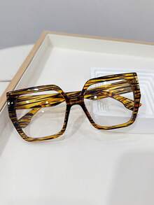 1pc Women's Casual Retro Square Large Frame Black Fashion Plain Glasses, Suitable For Daily Wear And Street Photography - Multicolor - View 9