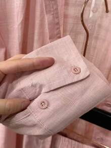 Linen Shirt And Pants Set (2 Pieces), Lined With Elastic. - Rosa - Ver 4