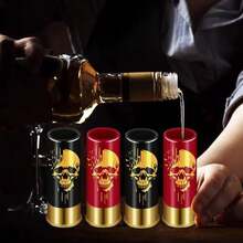 Skull Plastic Shot Glasses Bulk Set Of 4 With Gift Box, 12GA Small Bullet Shot Cups, Christmas Shot Glasses For Whiskey Vodka Liquor, Christmas Gifts Gothic Gifts For Men Women, Black+Red - 黑色+紅色 - 查看 6