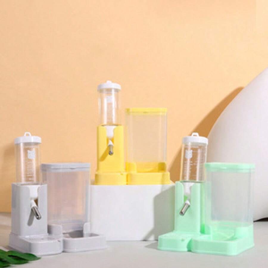 1pc Hamster Feeder & Water Bottle 2-In-1 Dual Use Small Pet Guinea Pig Feeding Bowl - Multicolor - View 1