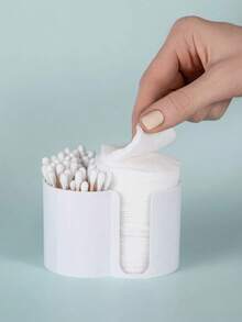 2-In-1 Swab And Makeup Remover Pad Storage Box Can Store Both Swabs And Makeup Remover Pads Simultaneously, Preventing Cross-Contamination And Maintaining Hygiene. Its Compact And Lightweight Design Saves Space. Suitable For Bathrooms And Vanities, It Can Also Be Used To Store Other Small Items. Durable And Easy To Clean. - White - View 4