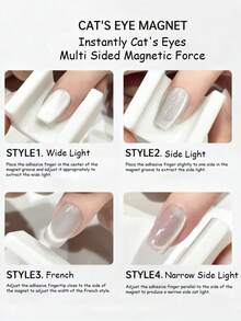 5D磁性猫眼美甲凝胶指甲油磁棒，U型磁条，白色、粉色、黑色可选，适用于DIY法式美甲 - 彩色 - 查看 10