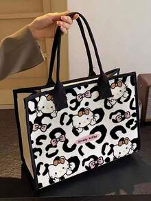 SANRIO 高品質卡通小貓單肩包，大容量學生帆布托特包，通勤手提包，女性必備戶外收納包 - 彩色 - 查看 2