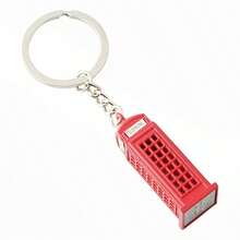 1pc London-Style Red Telephone Booth Keychain, Zinc Alloy, Casual Style, Travel Souvenir Gift For Friends - Multicolor - View 5