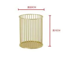 Fashionable & Practical Vanity Makeup Organizer - Gold Metal Pen Holder, Makeup Brush Cup, And Pencil Cup - Straight Pen Holder - View 5