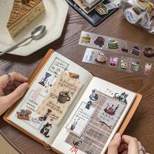 35mm*2M 可爱猫咪甜点图案和纸胶带，哑光PET材质，用途广泛，适用于剪贴簿、日记、计划本、家居装饰、DIY手工、学习用品等。 - 彩色 - 查看 11