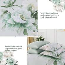7 Piece Sage Green Floral Comforter Set Full/Queen/King Size Bed In A Bag,Flowers Printed On Light Comforter Set With Sheets, Soft Microfiber Botanical Bedding Set For Wedding Items,Home Bed Room Decor,Easter Gifts,Mothers Day Gift,All Season - 鼠尾草綠 1245 - 查看 3