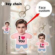 Customized Photo Keychain, Personalized Keychain, Customized With Pictures, Cute, Suitable For Father's Day, Mother's Day, Halloween, Christmas, Christmas Eve, Valentine's Day, Birthdays, Personalized Anniversaries - Little Bear - Pink Short-sleeved Shirt - View 7