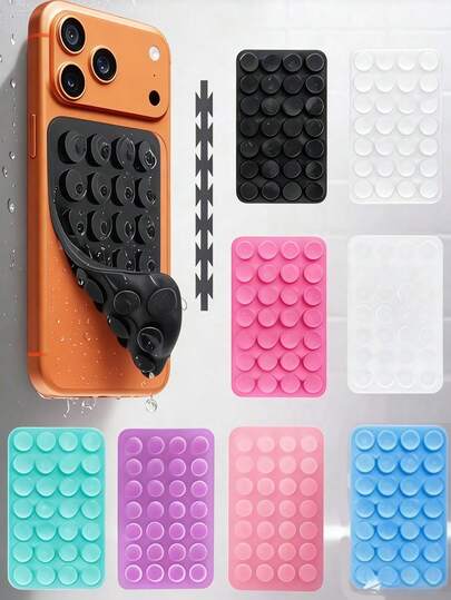 3/1pc Silicone Suction Cup Phone Case Stand, Suction Cup Phone Holder, Sticky Phone Stand, 2/4/5/10pcs Optional, Silicone Octagonal Cup Sticky Phone Holder, Hands-Free Phone Accessories Strong Clip Stand, Suitable For Selfie And Video