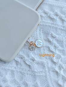 1pc Letter A/M & Flower Charm Phone Dust Plug For Type-C Interface Birthday Festival Gift - Multicolor - View 43